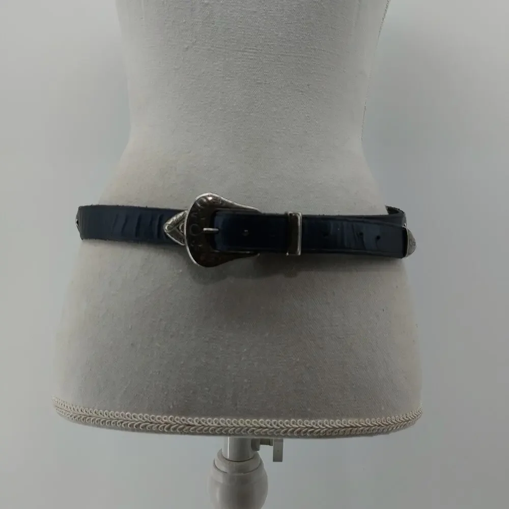 Gotcha Covered Navy Blue Concho Belt Vegan Leather Western L